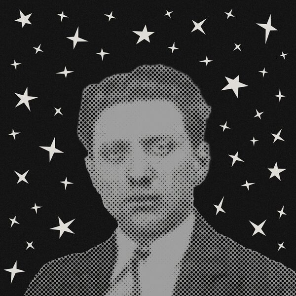Halftone portrait of Frank Liptak surrounded by stars